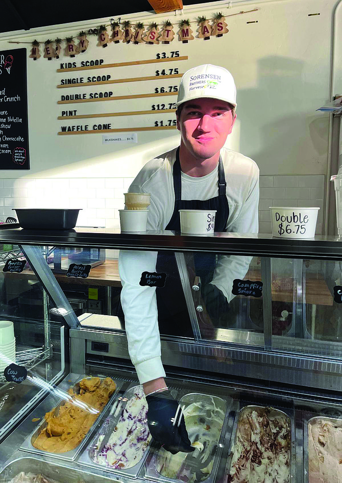 Churchill County High School senior intern James Sorensen is ready to scoop ice cream at Country Creamery.