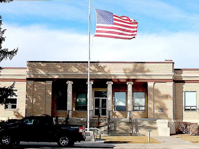 The flag at the Douglas County Courthouse in Minden is at half staff in honor of President Carter.