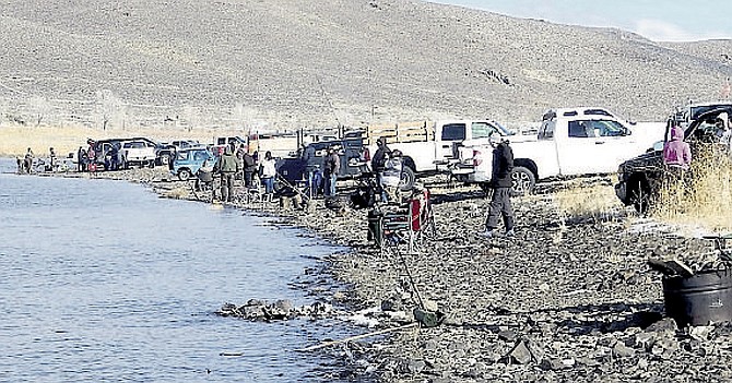 Topaz Lake Opening Day Jan. 1, 2016, back before fishing was open year around. Photo by John Flaherty