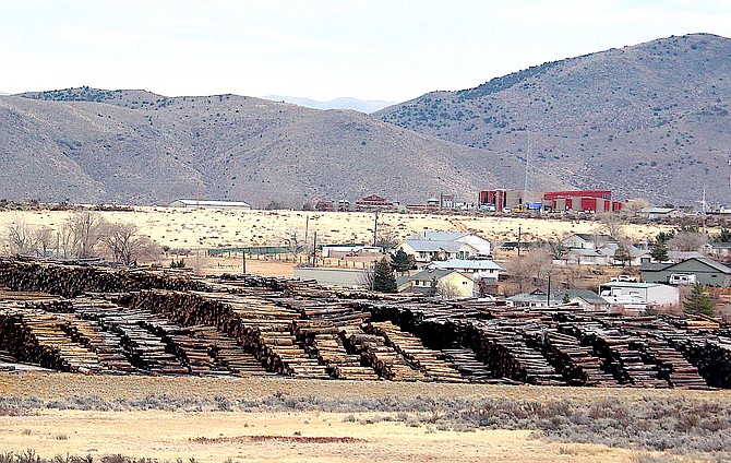 A sawmill on Washoe Tribe land off Vista Grande Boulevard as seen from Old Clear Creek Road on New Year’s Day.