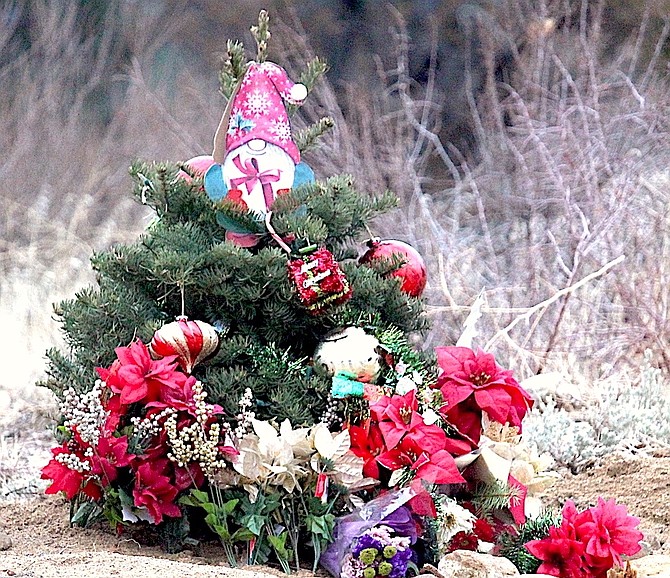 A roadside memorial for Gardnerville resident Jackson Andrew Watts next to East Fork Station 15 on Jacks Valley Road.