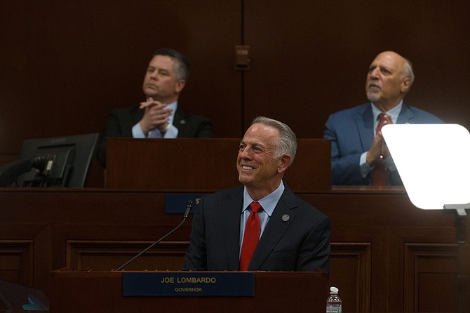 Gov. Joe Lombardo gives his State of the State address at the Capitol in Carson City on Jan. 15, 2025.