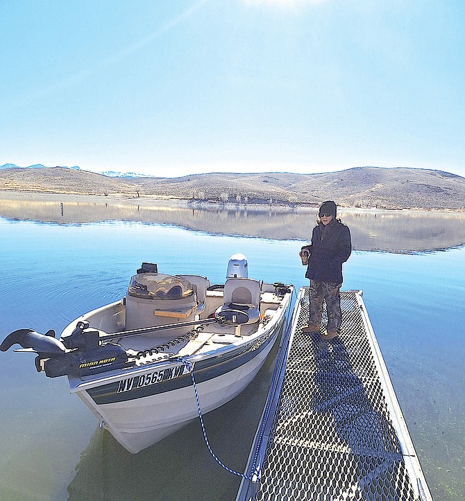 Renee Heinichen on the pier as she and Doug Busey prepare to launch on a fishing trip at Topaz Lake.
Doug Busey photo