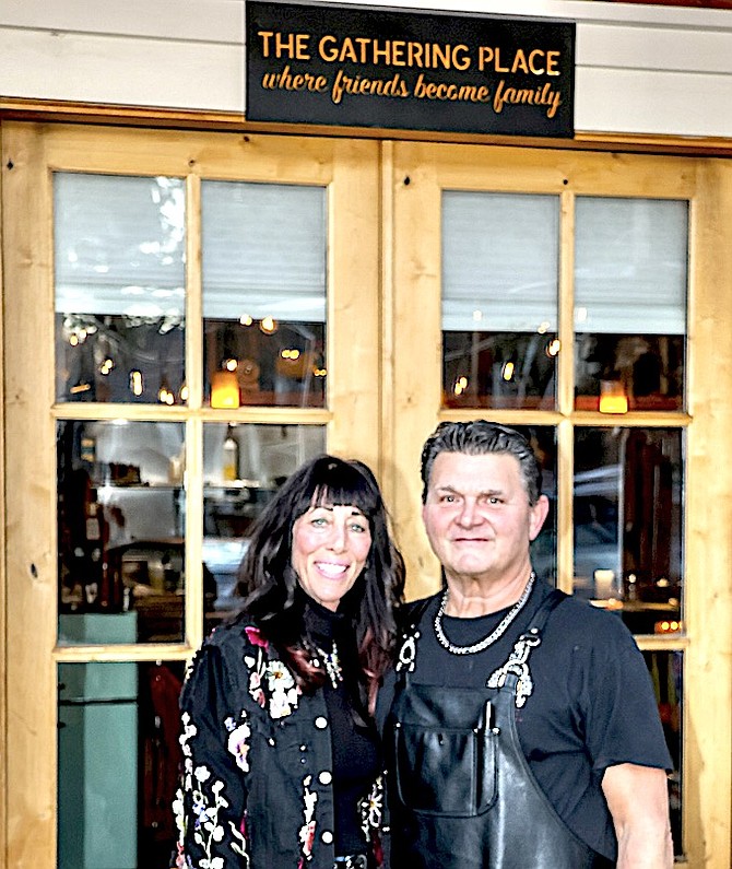 Faith and John Saletti in front of  “The gathering place where friends become family” Stonefly Wood-Fired Restaurant in Markleeville.

Photo by Debbie Diamond