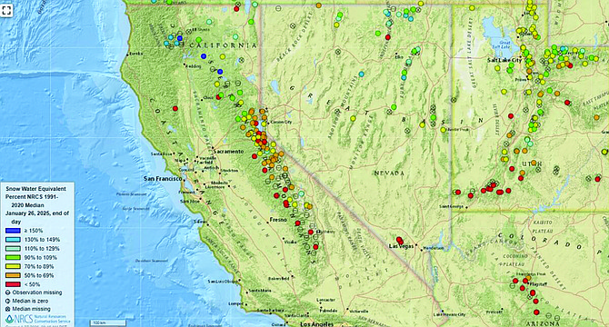 Snowpack is still lagging in many areas in the Sierra Nevada and the Colorado River Basin. (Courtesy Natural Resources Conservation Service)