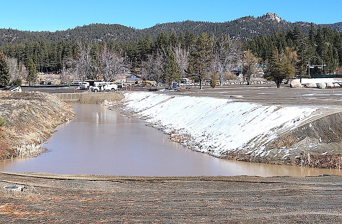 One of the retention basins at the bottom of the Barton site in Stateline last winter.