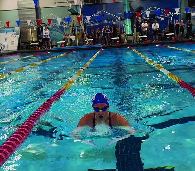 Nevaeh Serna swims the breaststroke.