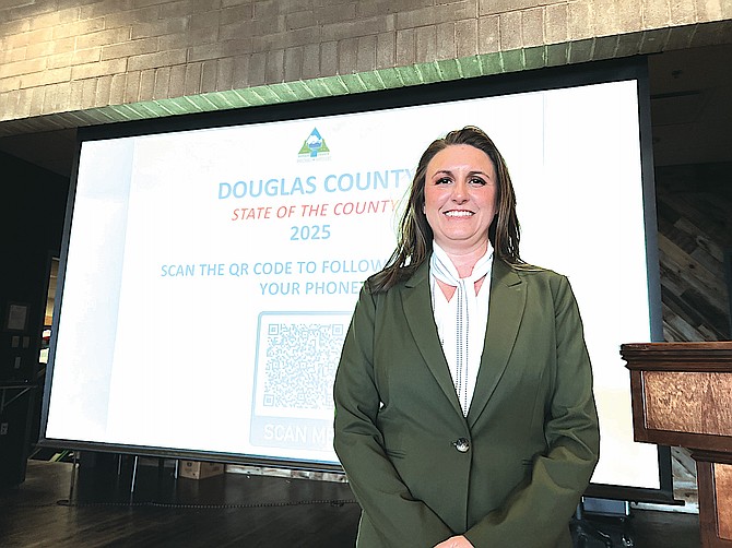 County Manager Jenifer Davidson before her Thursday night presentation at the Douglas County Community & Senior Center.