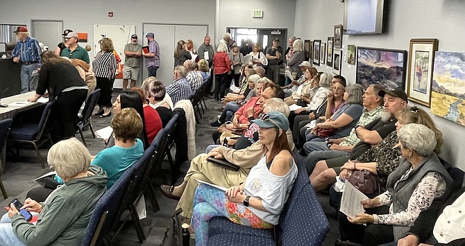 A crowd in the community center board room Wednesday for a Planning Commission hearing on the Carson City Master Plan.