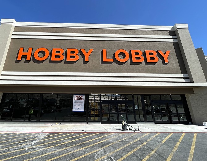 The Hobby Lobby storefront in south Carson City on March 18. The store opened April 4.
