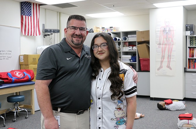 Carson High School health science emergency medical services teacher Frank Sakelarios said he was proud of his student, Iris Ibarra Montes, a freshman, for using her CPR skills to help save her father’s life.