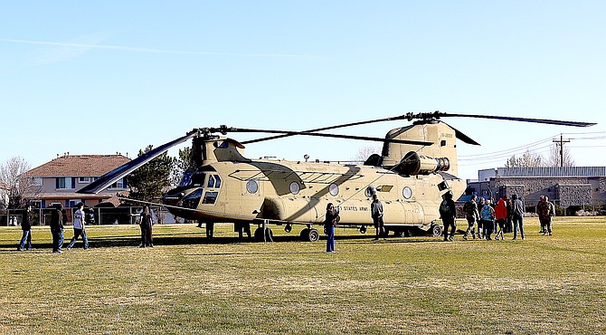 A Nevada Army National Guard CH47 spent Wednesday at Douglas High School as part of a career education program.