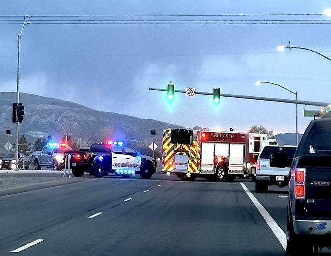 A 6:15 a.m. collision snarled northbound traffic on Highway 395 and Johnson Lane on Wednesday morning. One person was taken for treatment.
