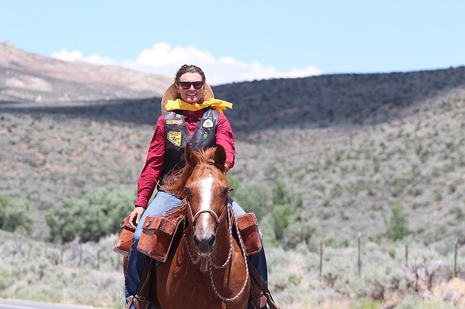 A Pony Express re-rider travels south on Jacks Valley Road in June 2024 as part of the annual event that crosses nearly half the country.