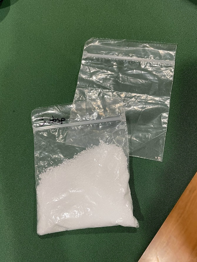 Bags of salt were used during the Partnership Douglas County’s Parent’s Night presentation to demonstrate how lethal fentanyl can be. One bag contained 14 grams of salt, which, if fentanyl, could kill 4-6 average adults and the other contained three tablespoons which could kill 30 people more than 2 million times.