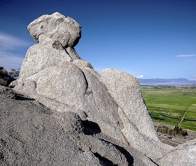 Minden photographer Jay Aldrich said he thinks this piece of granodiorite overlooking Carson Valley looks a bit like a pregnant Sphinx.