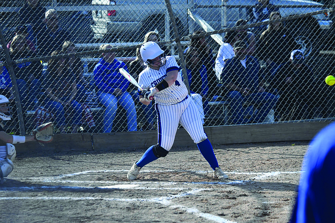 Eatonville's Grace Field batting in a game from earlier in the season. Field led the charge for the Cruisers in their 25-7 win over Steilacoom, driving in 4 runs on 3 hits.