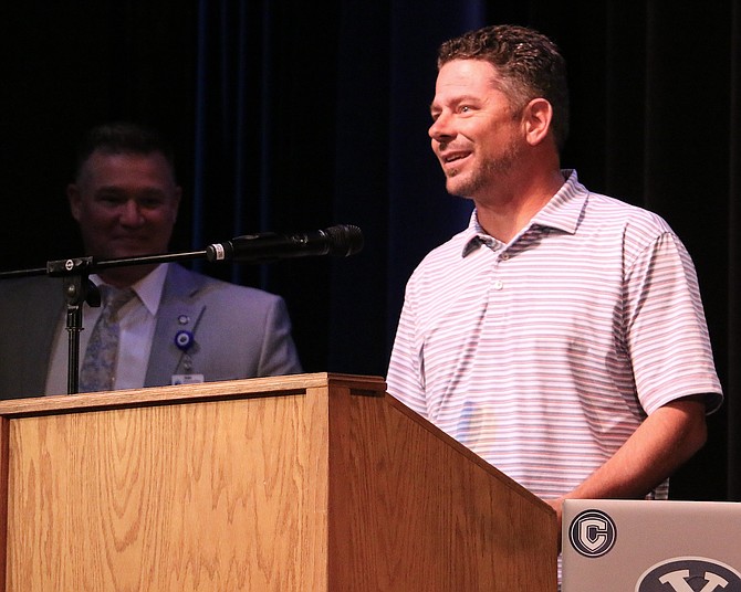 Carson High School teacher on special assignment dean Matt Morgan said his recognition as Carson City School District’s Educator of the Year was unexpected Tuesday during the annual ceremony celebrating staff members’ work throughout the school year.