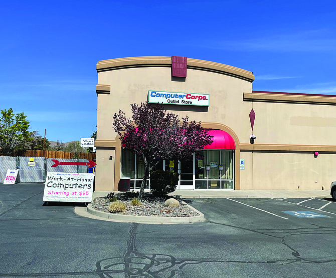 The storefront of ComputerCorps at 4630 Highway 50 East in Carson City on April 22.