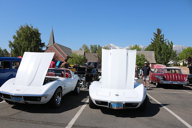 Corvettes of a feather at the 2024 Holy Smokers BBQ & Car Show at Trinity Lutheran Church.