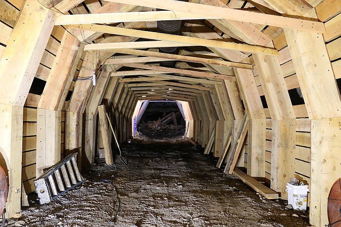 Simerson recently completed 200 feet of restoring the tunnel. Crews bring in custom-milled timbers to support the arch and maintain gaps to allow for airflow in the wood.