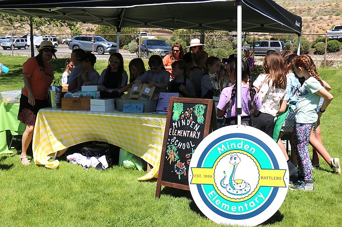 Minden Elementary School students sold cookbooks, herbs and crafts during the Giant Student Farmers Market in May 2024 at Fuji Park.