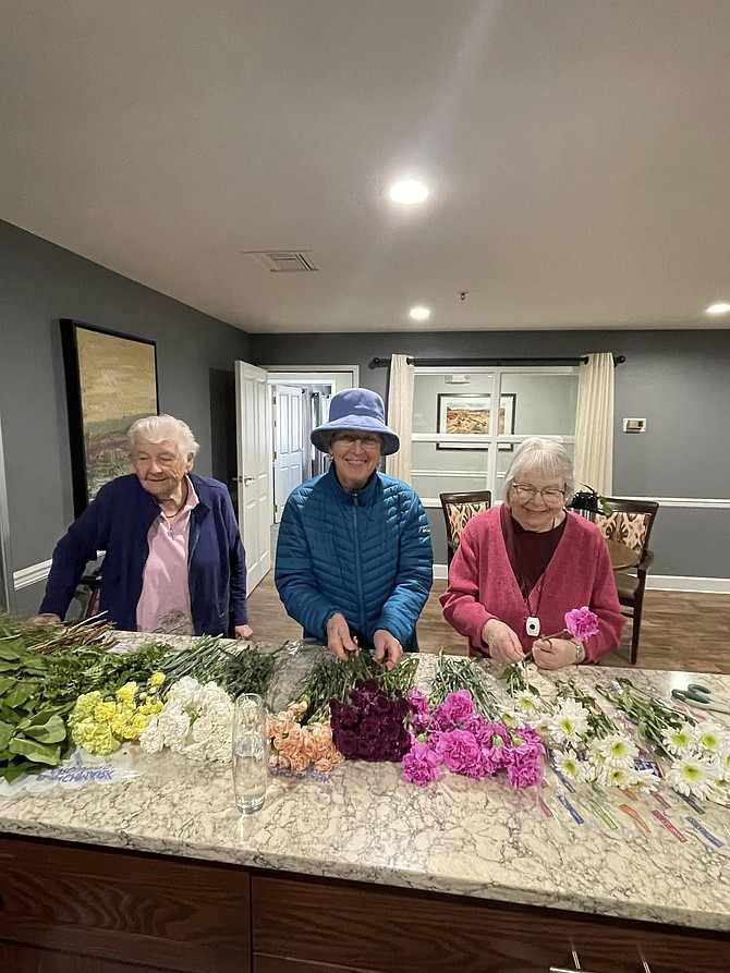 Every third Friday, at 9:30 a.m., residents gather for a “Create Your Own Flower Bouquet” event.