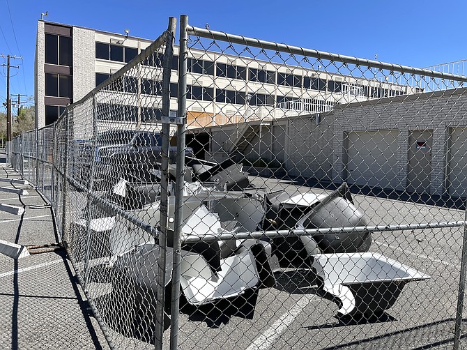 Old bathtubs removed from the former Carson Tahoe Hotel on North Carson Street on Wednesday. The hotel is being renovated and rebranded.