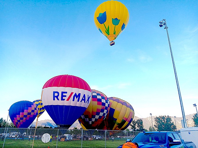 Hot Air For Hope is off the ground in Lampe Park this morning.