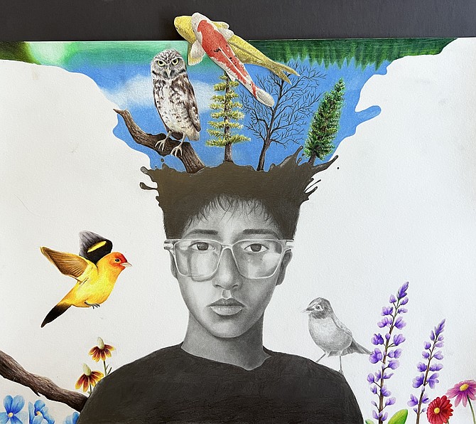 An untitled graphite and colored pencil art piece by Cesar Monterrey Rosales will be among those on display at the Douglas High School Spring Art Show in Minden on Wednesday.