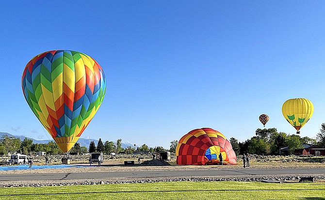 Balloons land in the Gardnerville Ranchos on Sunday morning after a successful launch for Hot Air for Hope.
Photo special to The R-C by Frank Dressel
