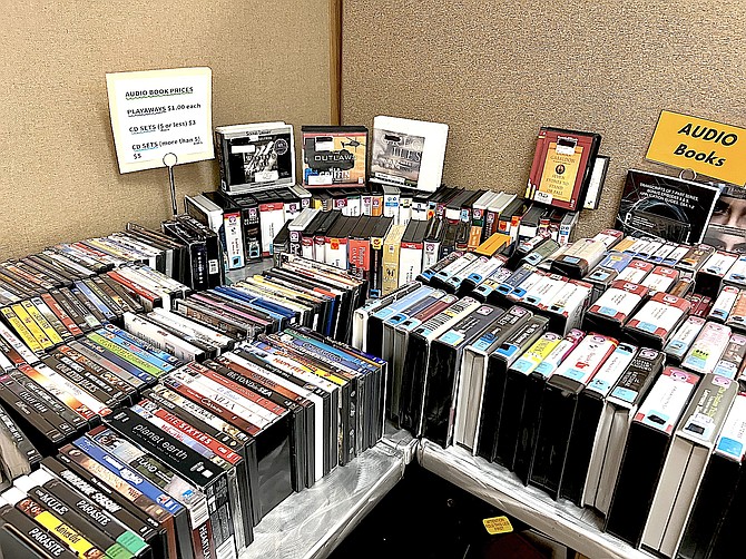 Audiobooks and CDs on display at the Minden Branch of the Douglas County Public Library on Friday as part of the regular used book sale. The sales are put on by the Friends of the Douglas County Library.