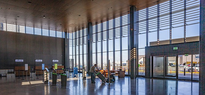 The interior of Paine Field's terminal in 2019.