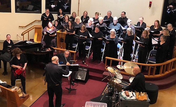 Gary Schwartz directs Carson Chamber Singers in concert at Shepherd of the Sierra in Carson City in October 2024.