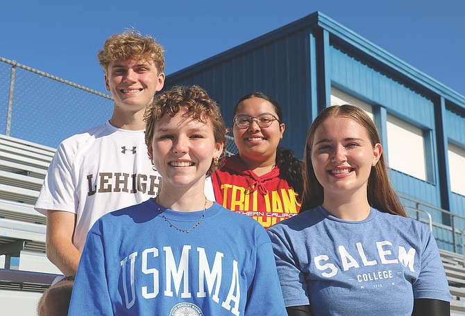 From left, four of Carson High School’s top graduates Sawyer Macy, Eleanor Romeo, Ana Marroquin and Neva Mellow excelled academically and socially during their high school career.