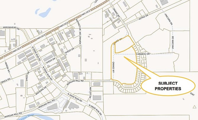 Map provided by Carson City showing the location of the Plateau Townhomes.