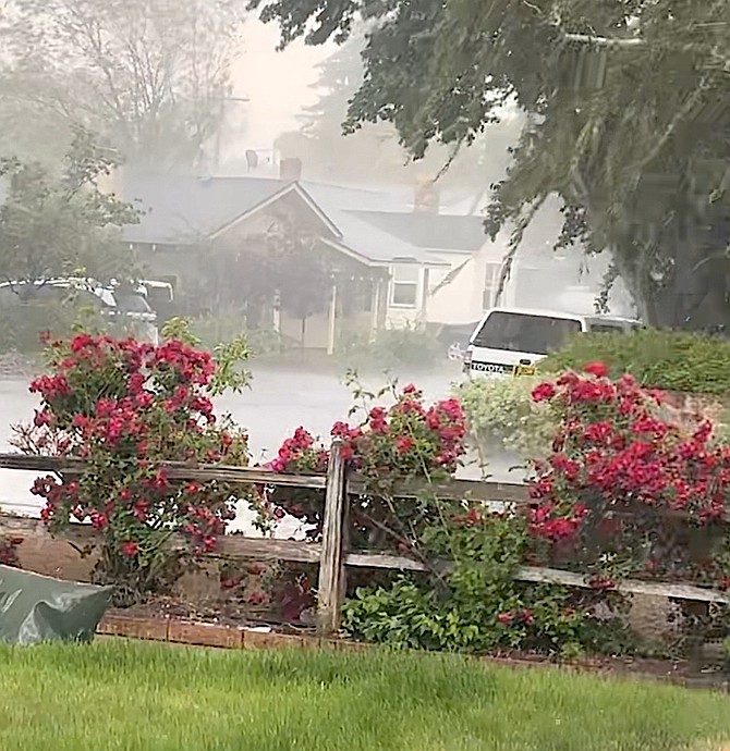 Record-Courier Associate Publisher Tara Addeo took this photo of the rain coming down in Minden on Thursday afternoon.