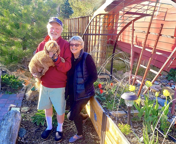 Lewis Tower Ames and Beverly Crawford Ames with the charismatic Axel in Markleeville.
Lisa Gavon photo