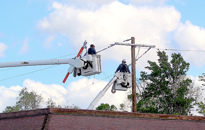 NV Energy workers replace transformers for the Minden Post Office on May 12.