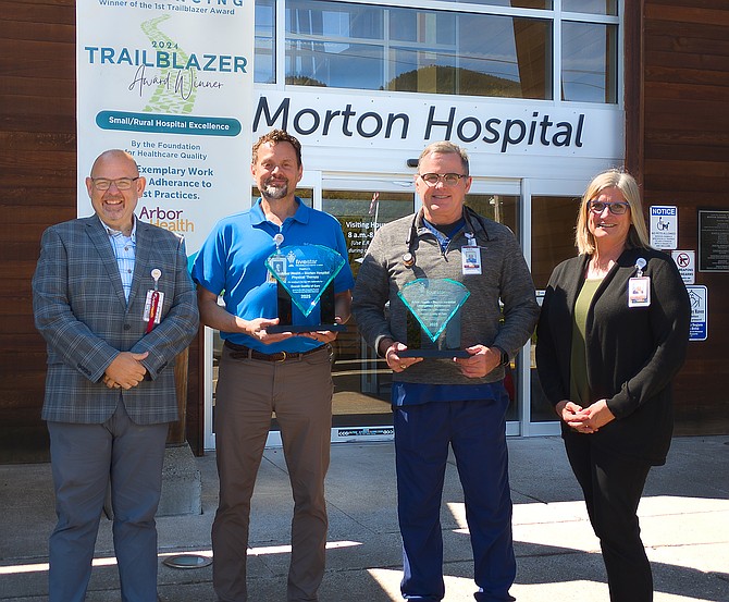 From left: CEO Robert Mach, Rehabilitation Services Director Edwin Meelhuysen, Emergency Department Director Vincent Ball, MD, and Quality Manager Julie Johnson.
