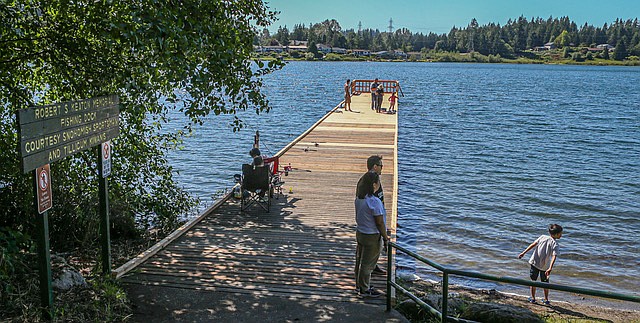 Folks can now use the Robert S. Keaton Memorial Dock at Hill Park again, as seen Saturday, June 7.