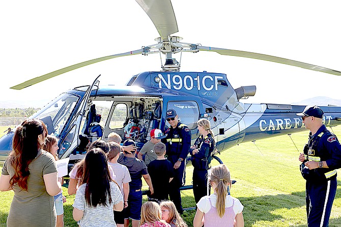 Jacks Valley Elementary students had explore a Care Flight helicopter during the school’s annual career day on May 29.