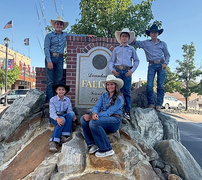 The Fallon Rodeo Club qualified several for next week’s National Junior High Finals Rodeo in Des Moines, Iowa. Those competing include, back row, from left: Clayton Hiibel, Zach Greenberg and Stix Lee. Front row, from left: Stella Lee and Megan Allison.