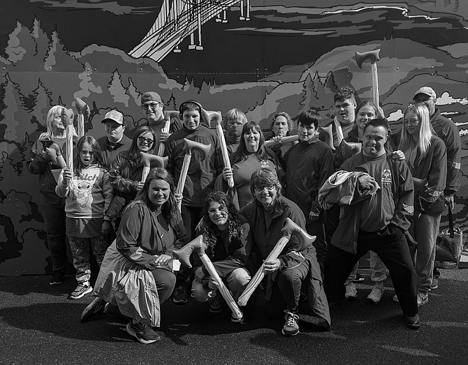 The Eatonville Cruisers posed for a photo while at the Rainier's game for the opening ceremonies of the Special Olympics Spring State Games.