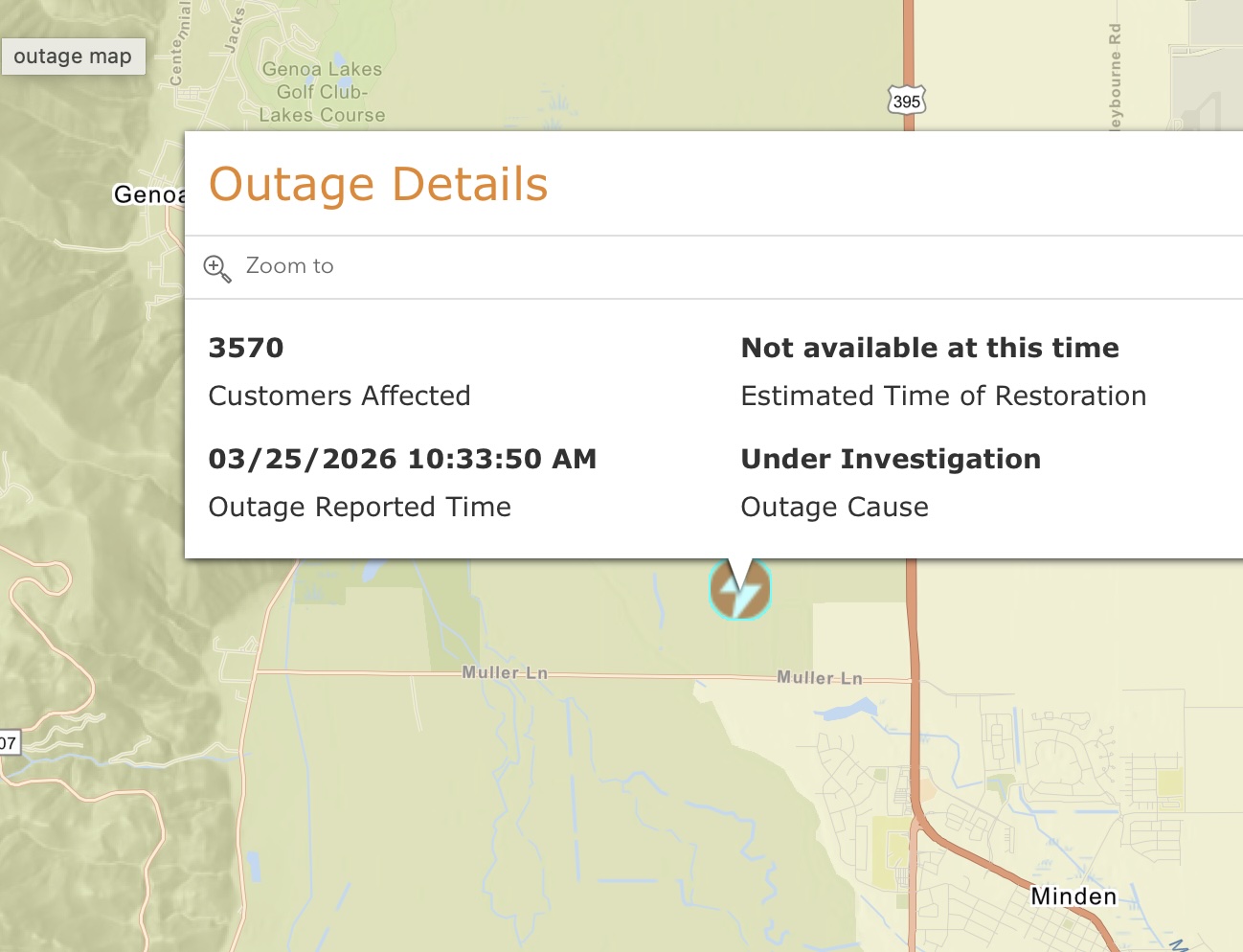 Update: Power restored after outage affects 3,570 Carson Valley homes ...