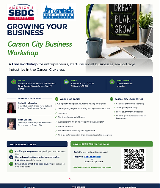 Carson City business workshop set for Tuesday