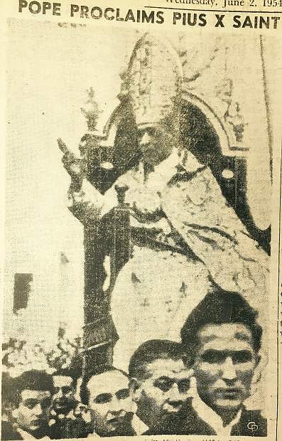 FIRST CANONIZATION of Roman Catholic pontiff in 242 years, Pope Pius XII proclaims his predecessor, Pius X, a saint, or holy man.