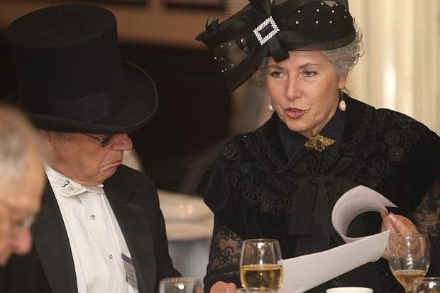 Warren White and Elizabeth Rassiga at the Carson City Democratic Women&#039;s Club History Tea on Saturday at the Governor&#039;s Mansion. The club held its annual history tea to celebrate Nevada&#039;s statehood and 150 years of Nevada women. The attendees were dressed in period costumes.