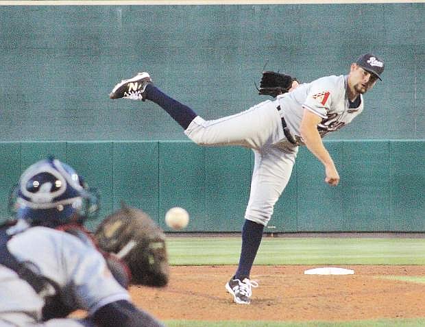 Cody Hall, who played last year for Sacramento, pitches in relief  against the Wolf Pack on Tuesday.