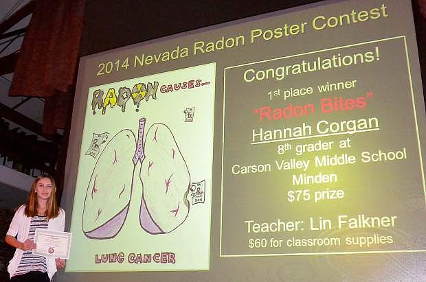 Hannah Corgan, an eighth-grader at Carson Valley Middle School, won first-place honors in the 2014 Nevada Radon Poster Contest.